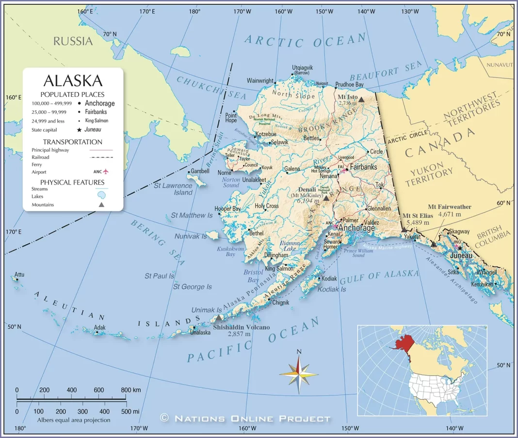Bản đồ bang Map of Alaska (Mỹ) | Map of Alaska (USA)