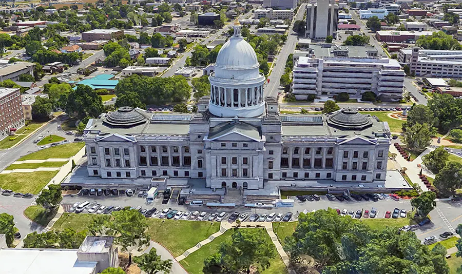 Rendered image of Arkansas State Capitol in Little Rock