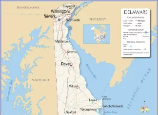 Thông tin, bản đồ bang Delaware (USA)