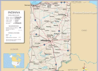 Thông tin, bản đồ bang Indiana (Mỹ)