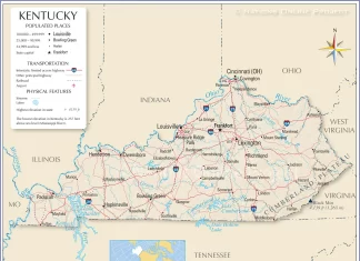Thông tin, bản đồ bang Kentucky (Mỹ)
