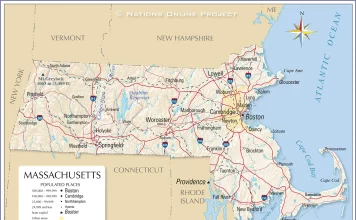 Thông tin, bản đồ bang Massachusetts (Mỹ)