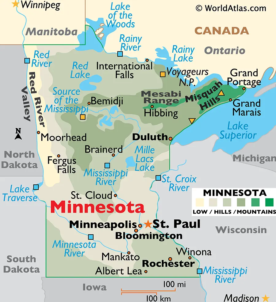 Map of Minnesota (MN)