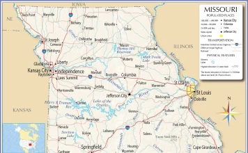Bản đồ bang Missouri (MO), Mỹ