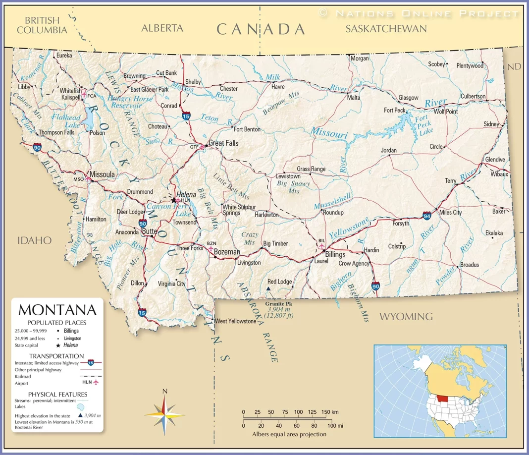 Bản đồ bang Montana (Mỹ)