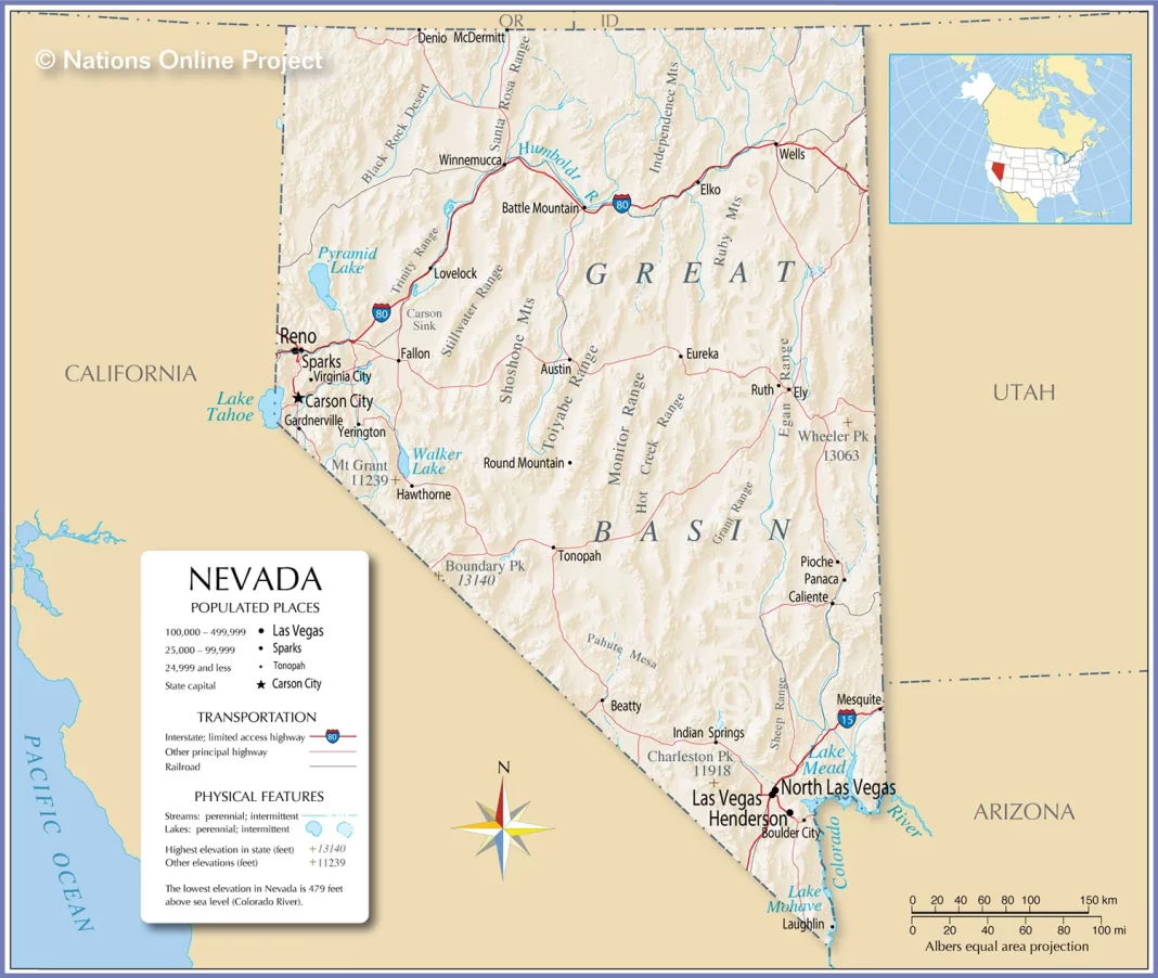 Bản đồ bang Nevada (Mỹ)