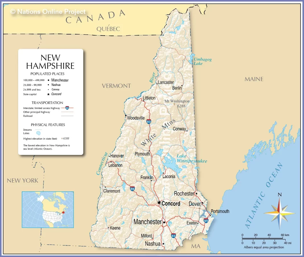 Bản đồ bang New Hampshire (Mỹ)