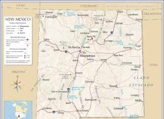 Bản đồ thông tin bang New Mexico (Mỹ)