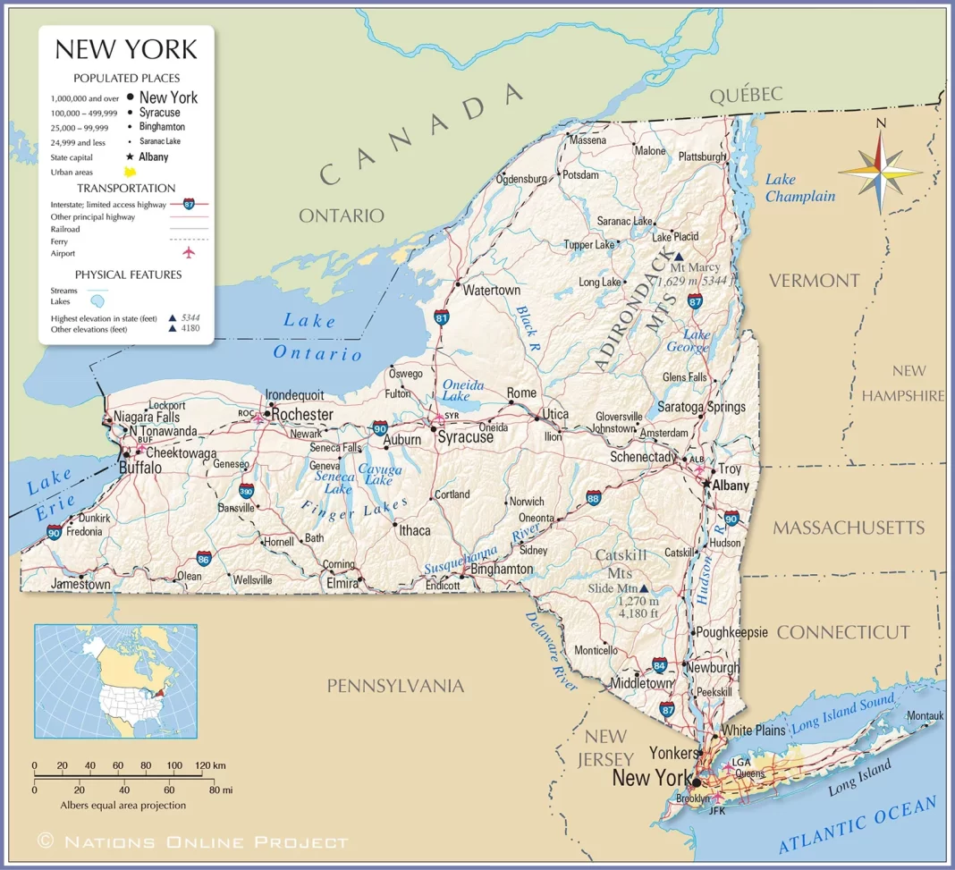 Thông tin, bản đồ bang New York (Mỹ)