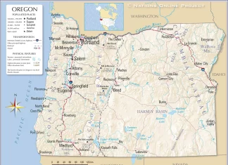 Thông tin, bản đồ bang Oregon (Mỹ)