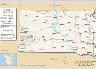 Thông tin, bản đồ bang South Dakota (Mỹ)