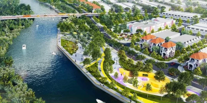 Phối cảnh công viên ven sông Thị Tính đoạn qua dự án Mega City