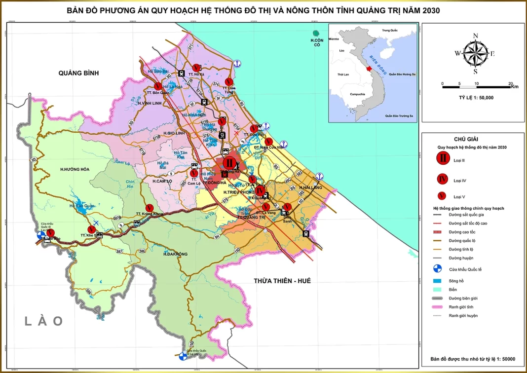 Bản đồ quy hoạch hệ thống đô thị và nông thôn tỉnh Quảng Trị đến năm 2030