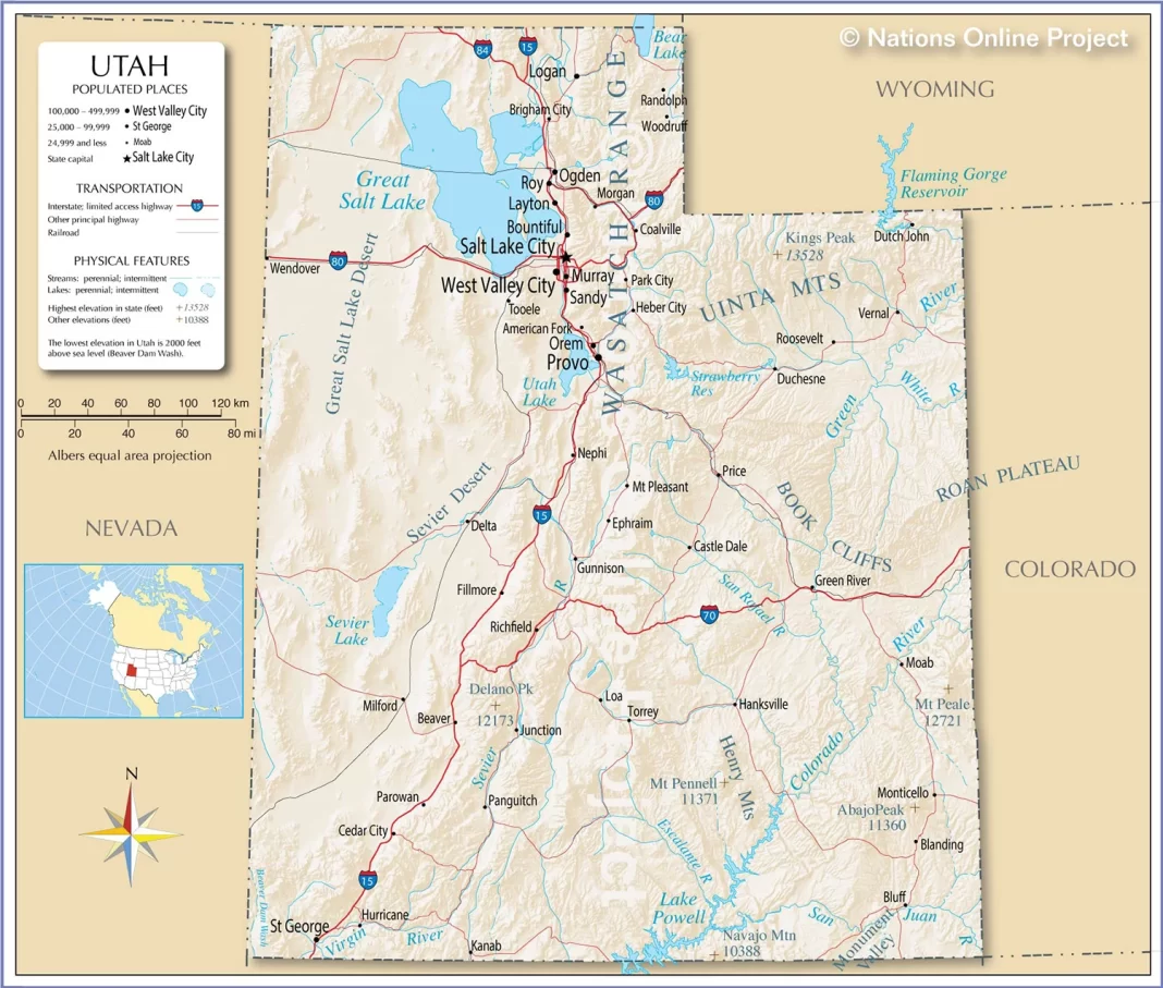 Thông tin, bản đồ bang Utah (Mỹ) | Map of Utah