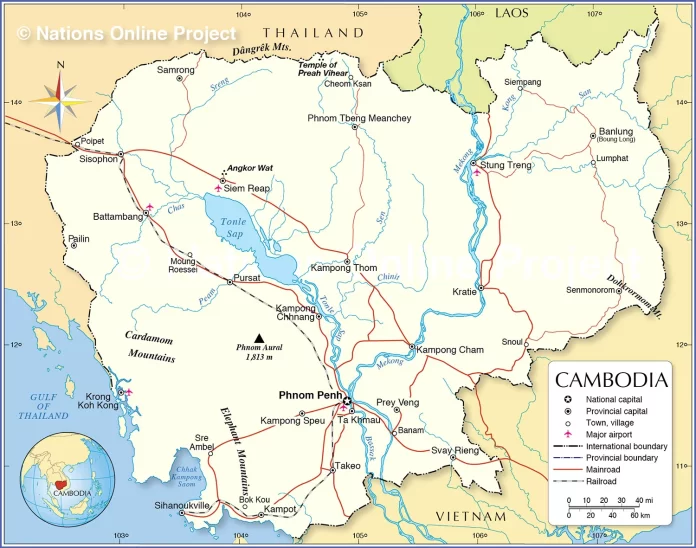 Cambodia Map - Bản đồ, thông tin Campuchia (ផែនទីកម្ពុជា។)