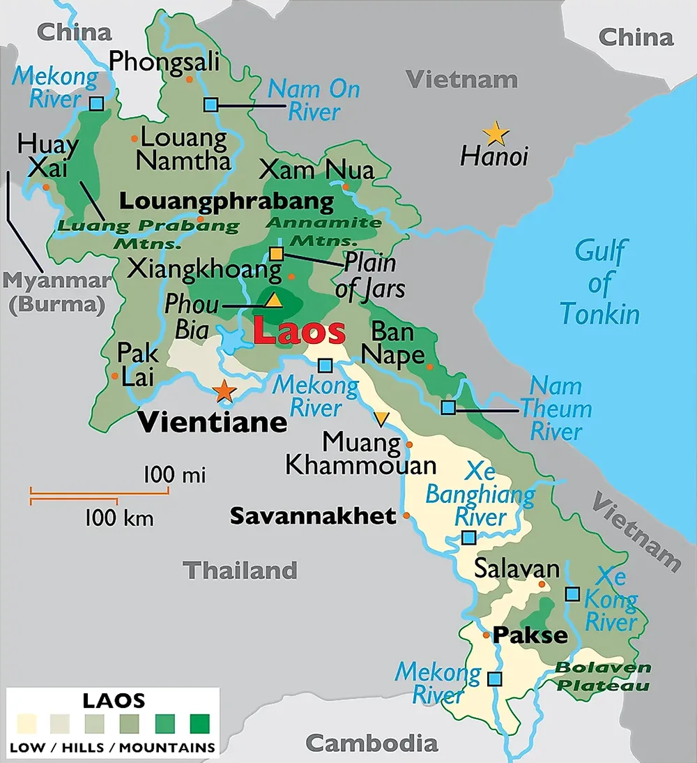 Lao Map - Bản đồ vị trí nước Lào (ທີ່ຕັ້ງຂອງປະເທດລາວ)
