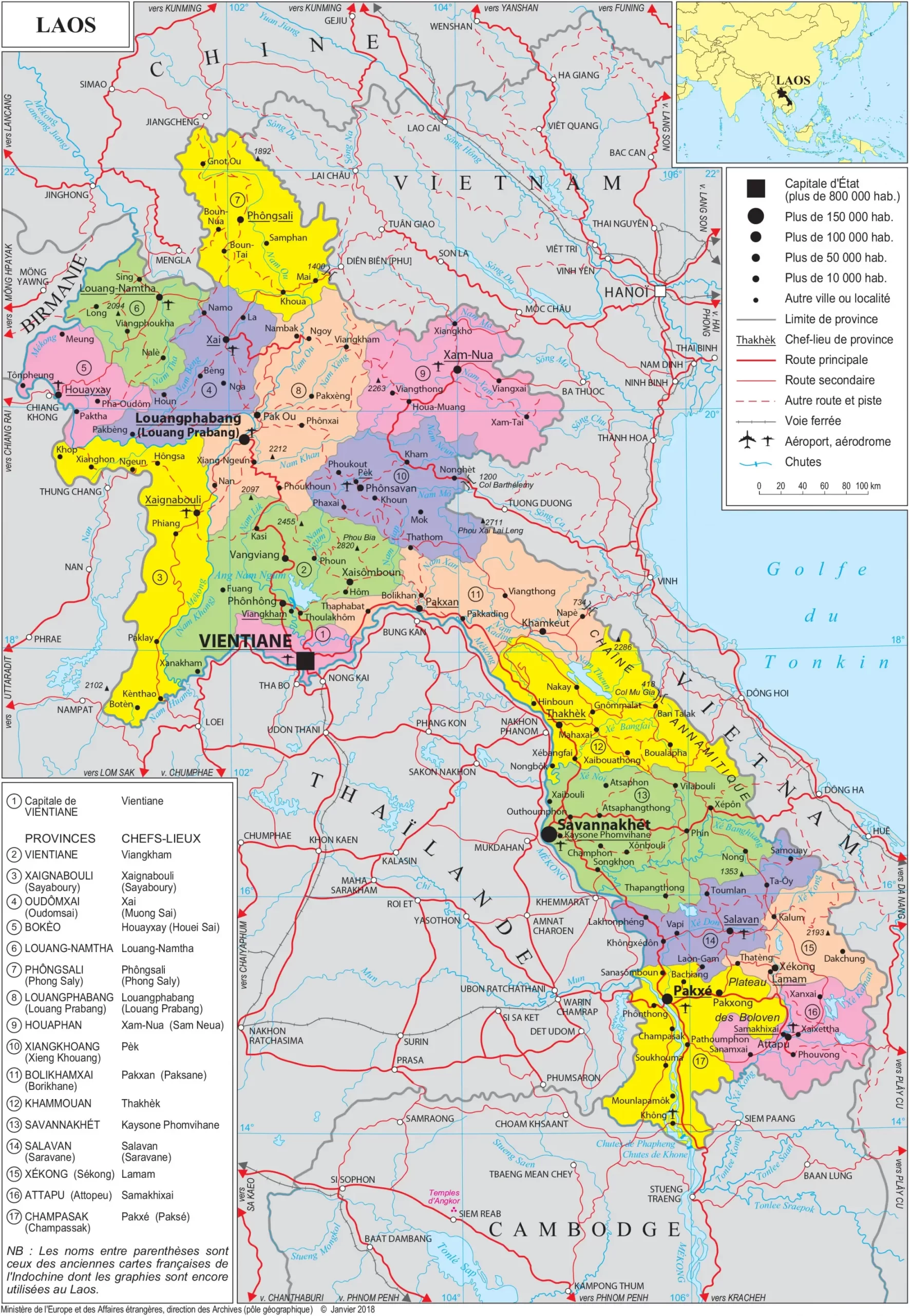 Lao Map - Bản đồ nước Lào (ແຜນທີ່ປະເທດລາວ)