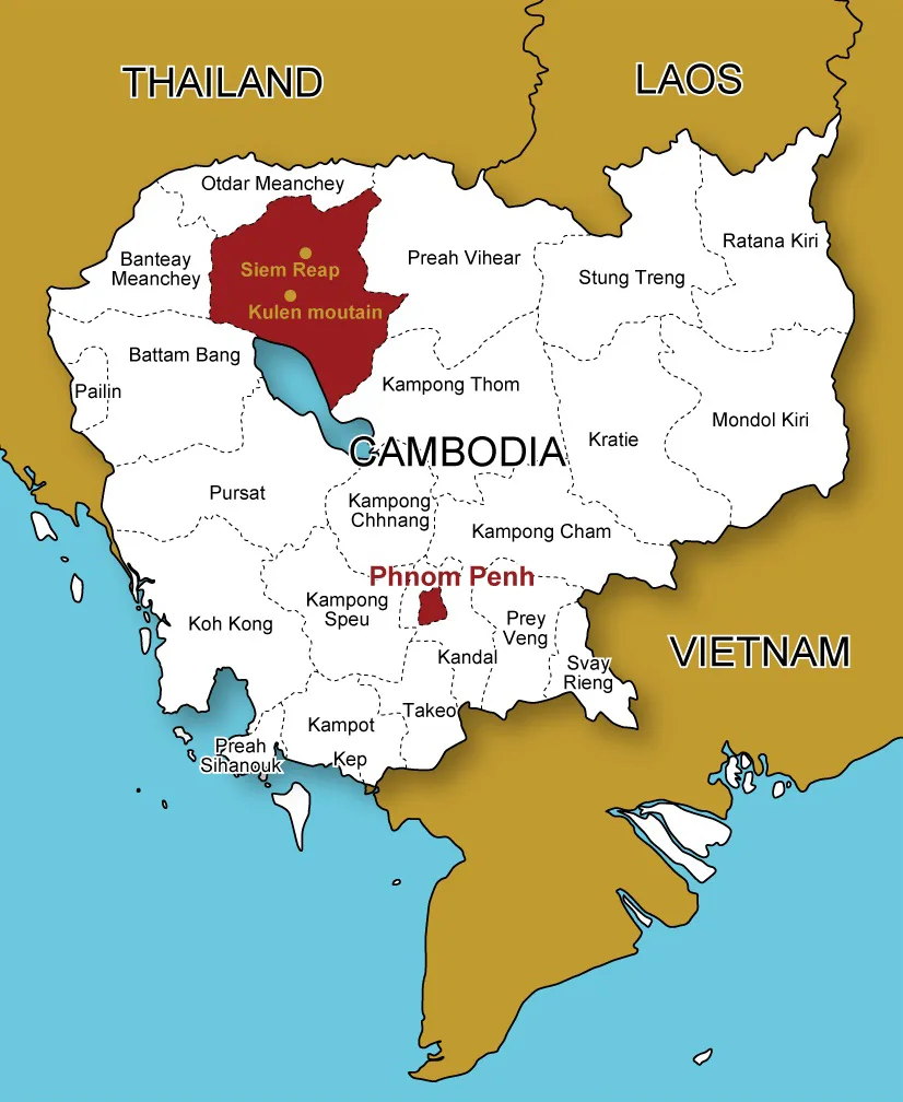 Cambodia Map - Bản đồ du lịch Campuchia (ផែនទីកម្ពុជា។)