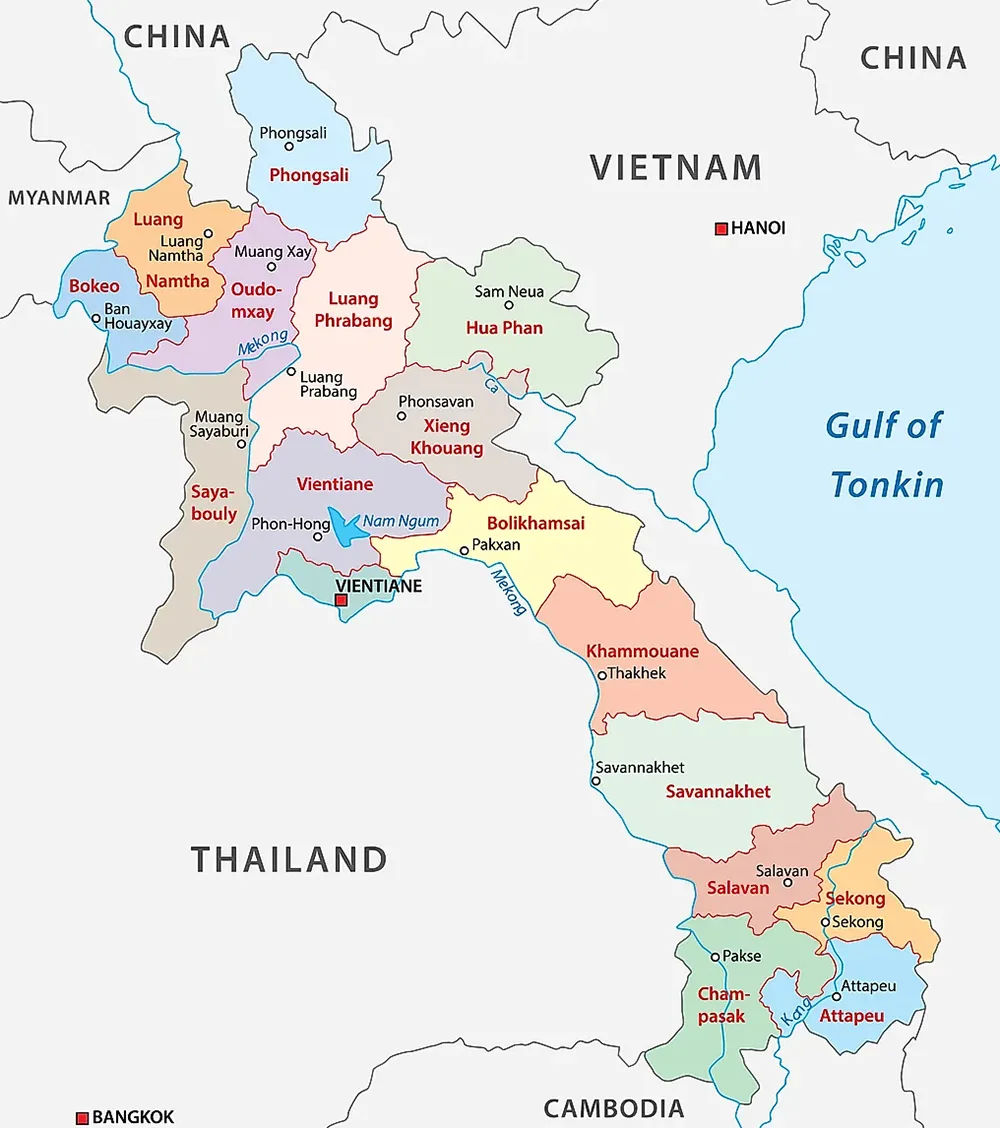 Lao Map - Bản đồ các tỉnh của nước Lào (ແຜນທີ່ແຂວງຕ່າງໆຂອງລາວ)