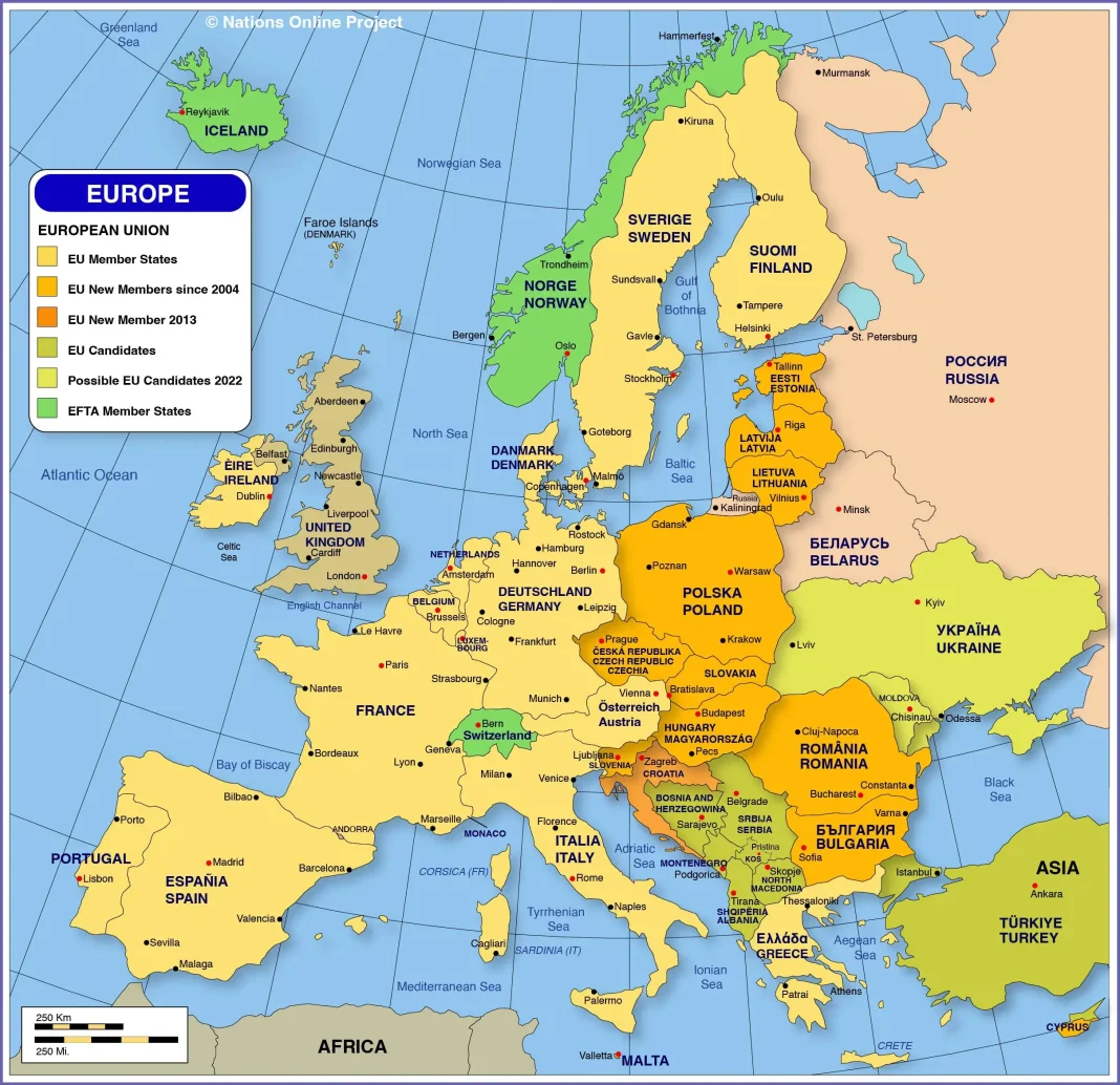 Bản đồ Châu Âu (Europe Map, Carte Europe, Mapa da Europa, Europa-Karte, 欧洲地图)