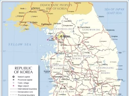 Bản đồ Hàn Quốc (Map of Korea, 한국 지도, 韩国地图, 韓国の地図)