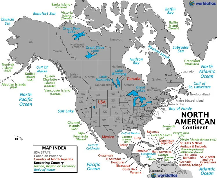Bản đồ Bắc Mỹ (Bản đồ Bắc Mỹ)