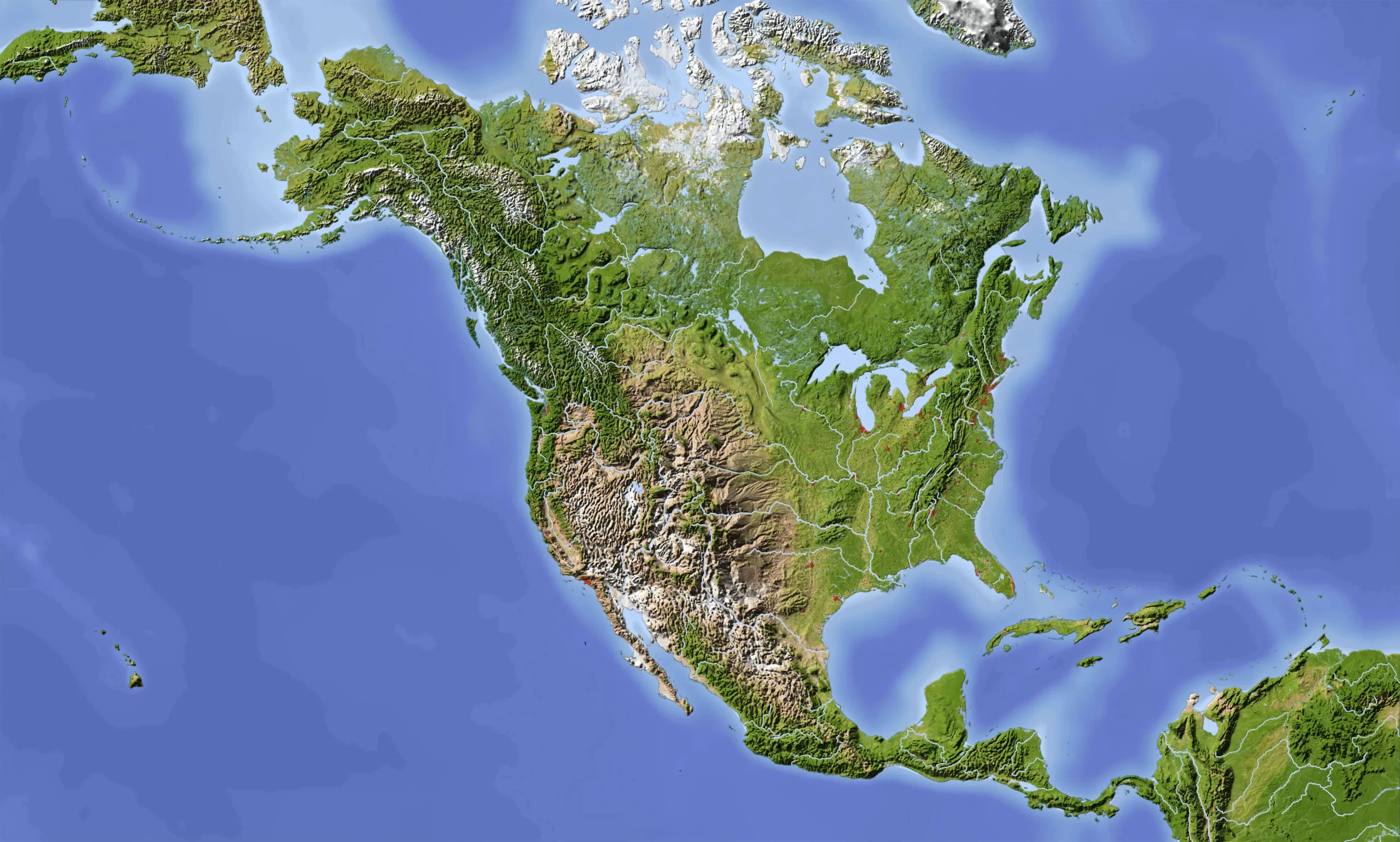 Bản đồ địa lý khu vực Bắc Mỹ