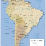 Bản đồ Nam Mỹ (South America Map, Mapa da América do Sul, Mapa de América del Sur)