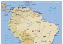 Bản đồ Nam Mỹ (South America Map, Mapa da América do Sul, Mapa de América del Sur)