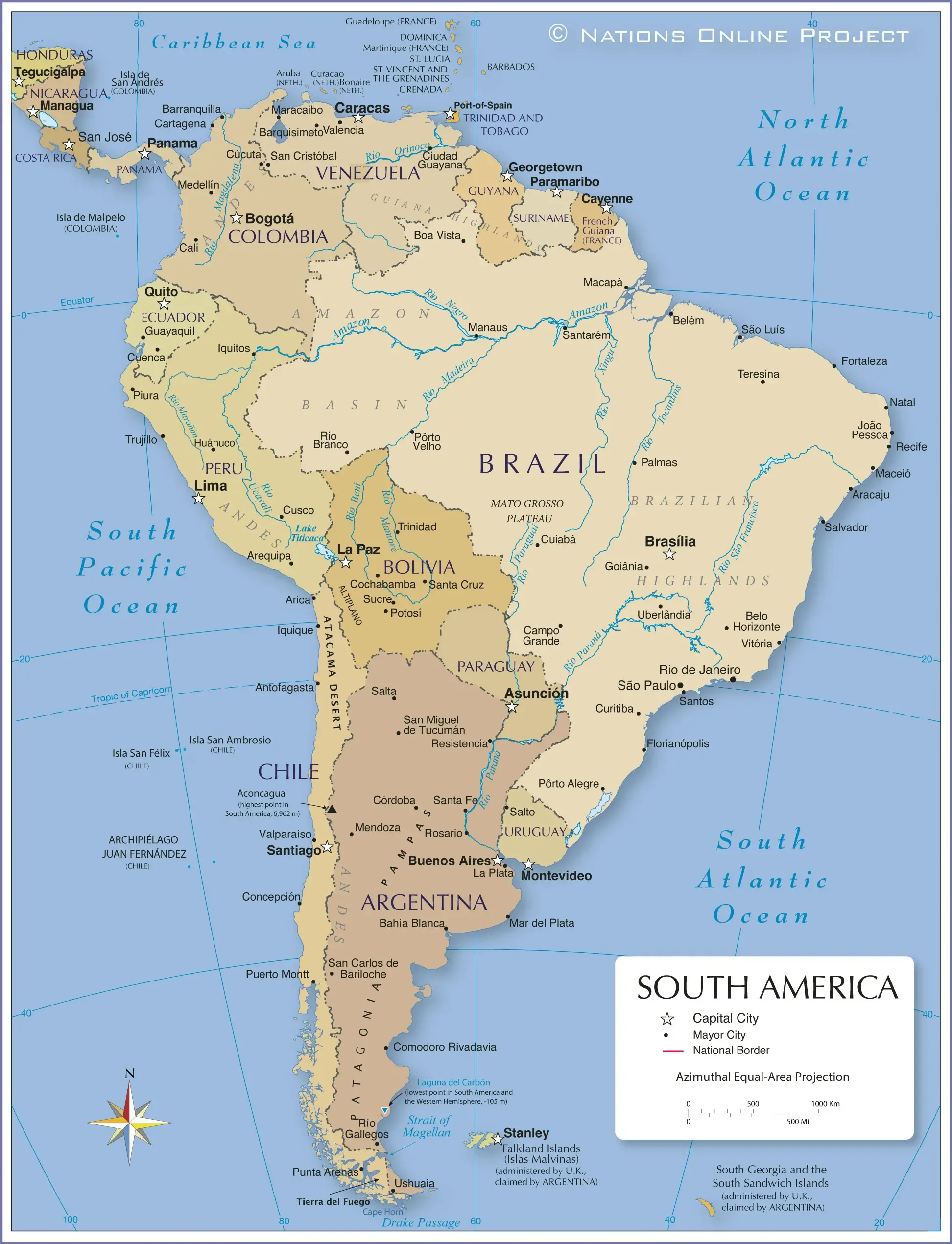 Bản Đồ Nam Mỹ Năm 2023 (South America Map, Mapa Da América Do Sul)