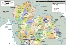 Bản đồ chính trị Thái lan (Political map of Thailand, แผนที่การเมืองไทย)