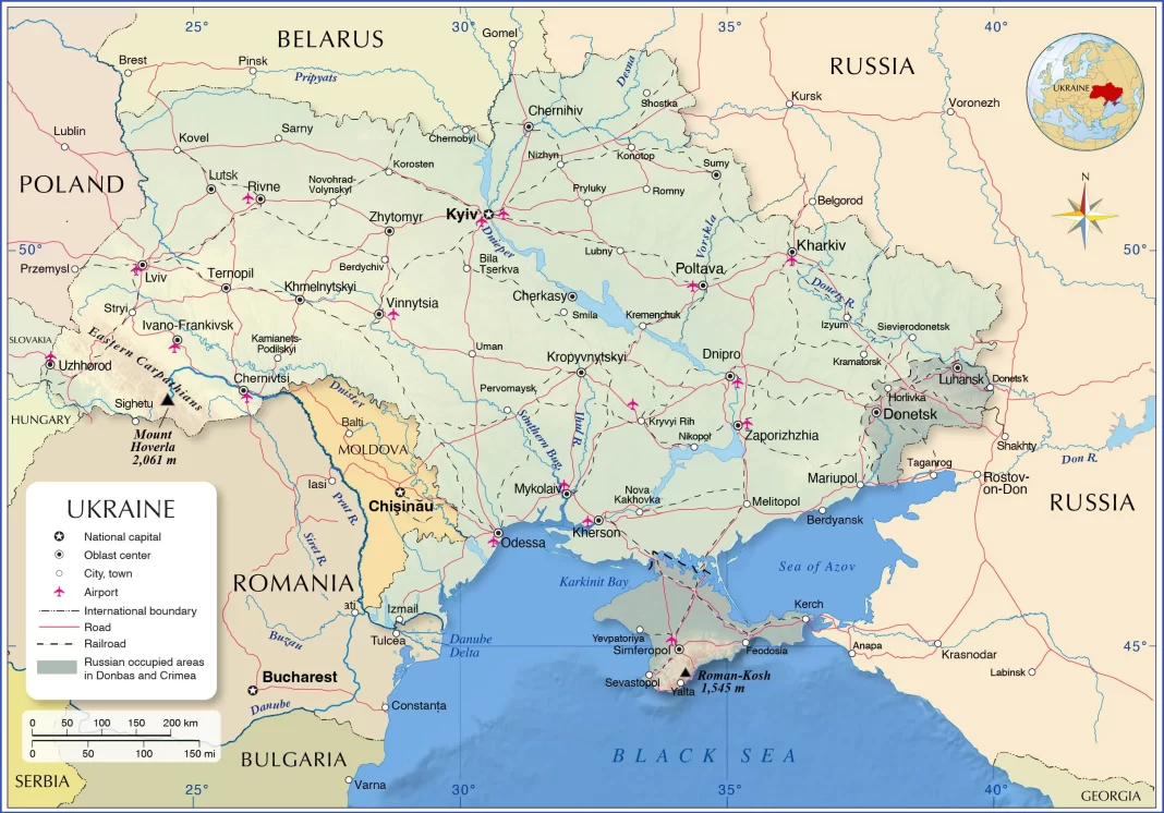 Bản đồ Ukraine (Map of Ukraine, Carte de l'Ukraine, 乌克兰地图)