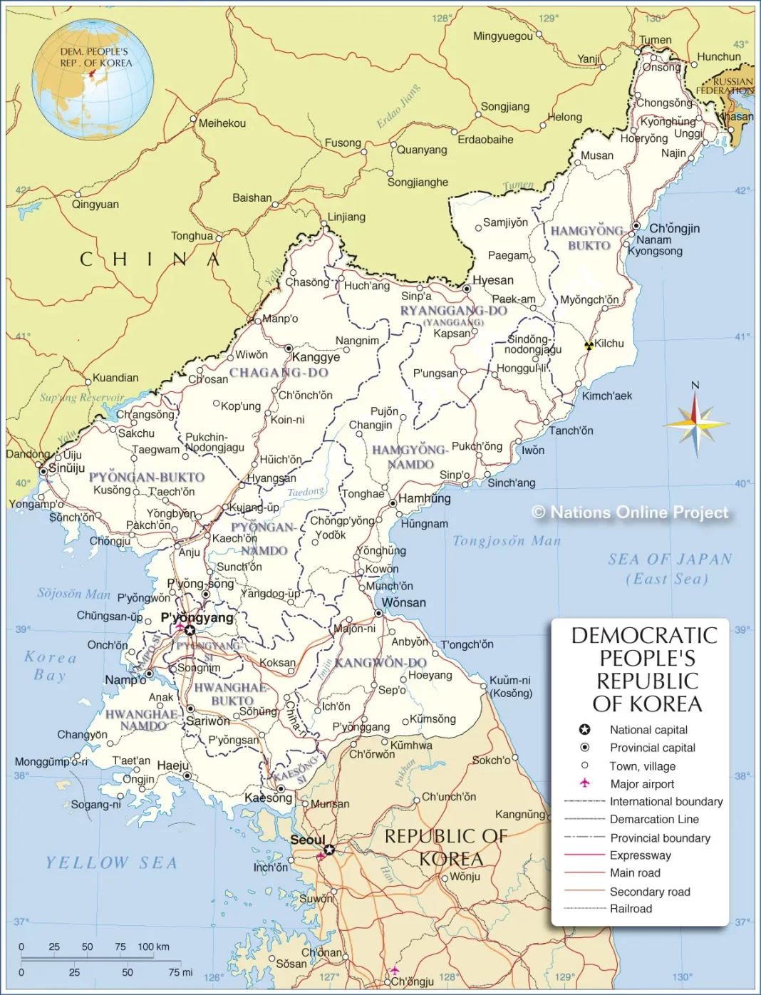 Bản đồ Triều Tiên, Bắc Hàn (North Korea Map, 북한 지도, 朝鲜地图)