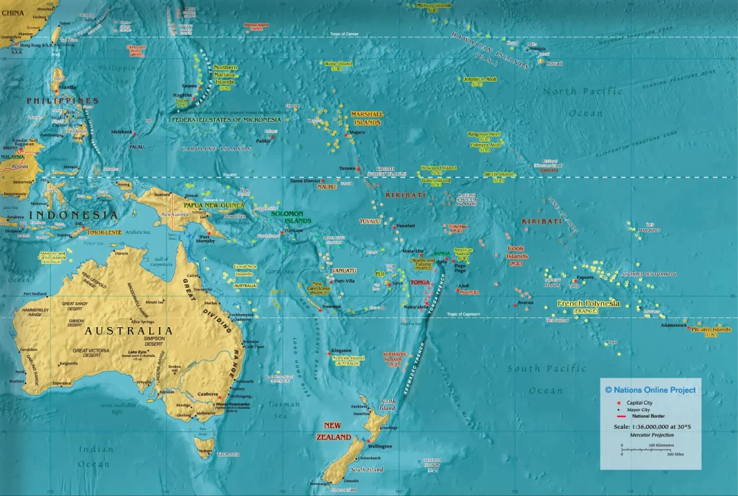 Bản đồ Châu Đại Dương (Oceania Map, 大洋洲地图)