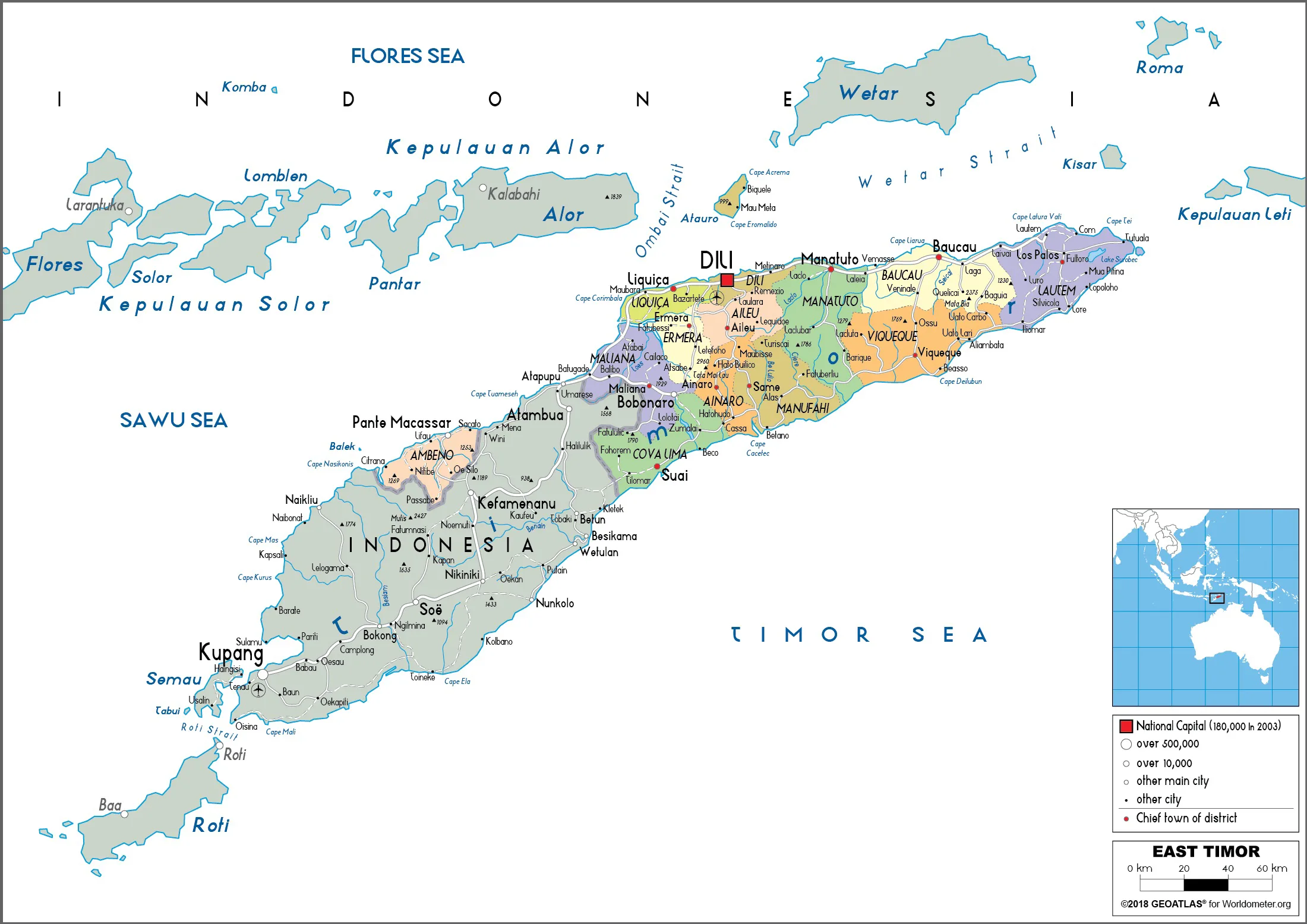 Bản đồ chính trị Timor Leste (Political map of Timor Leste)