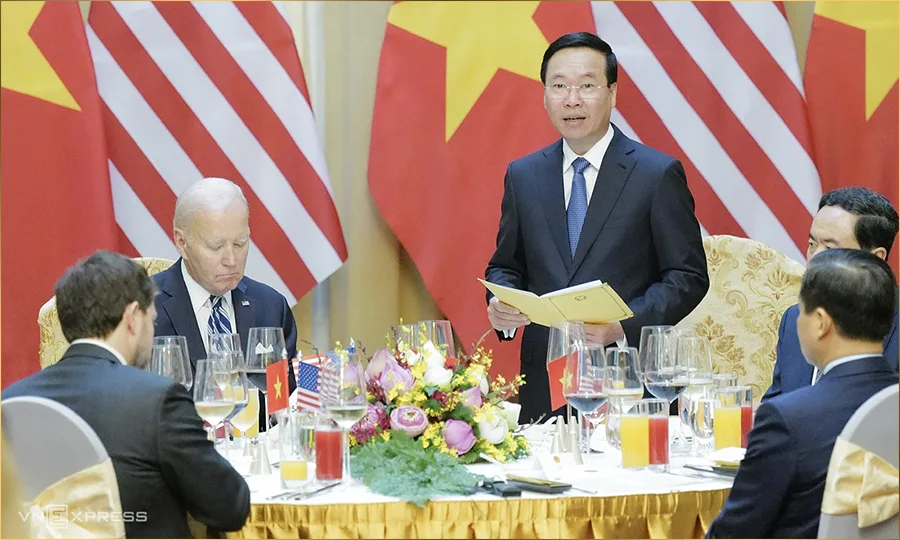 Tổng thống Mỹ, Joe Biden trong tiệc chiêu đãi của Chủ tịch nước Võ Văn Thưởng