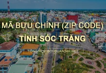 Danh sách mã bưu chính (Zip code) tỉnh Sóc Trăng và các bưu cục