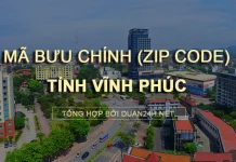 Thông tin tra cứu mã bưu chính (Zip Code) tại tỉnh Vĩnh Phúc