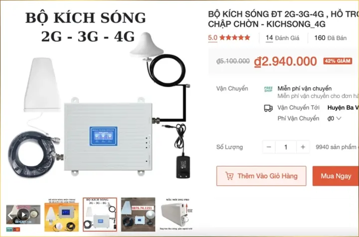 Thiết bị kích sóng được bán trên các trang thương mại điện tử.