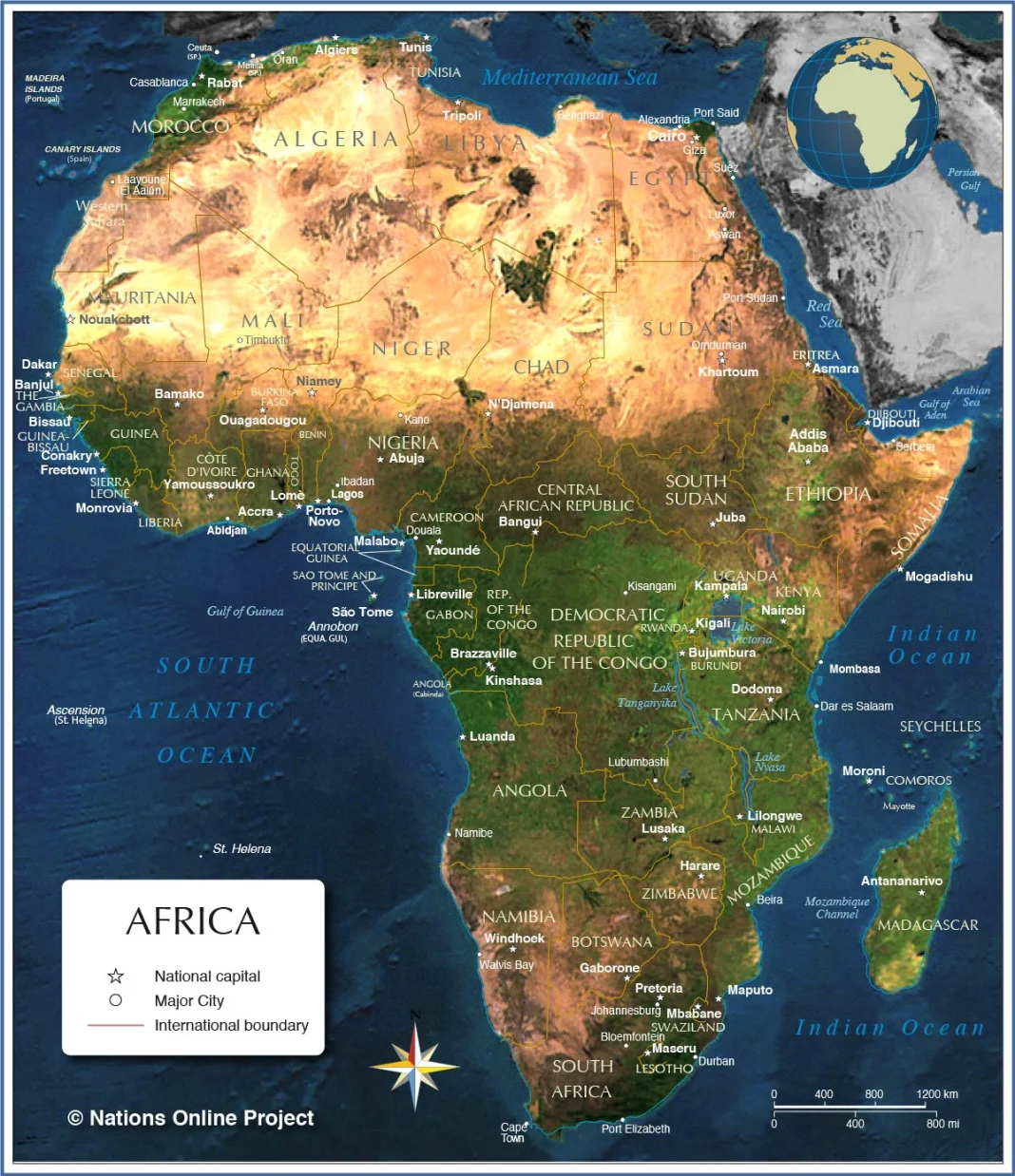 Bản đồ Châu Phi (Africa Map, Mapa de África, 非洲地图)