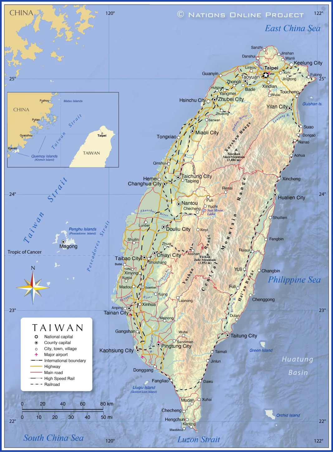 Bản đồ Đài Loan (Taiwan Map, 台湾地图, 台湾の地図, 대만 지도)