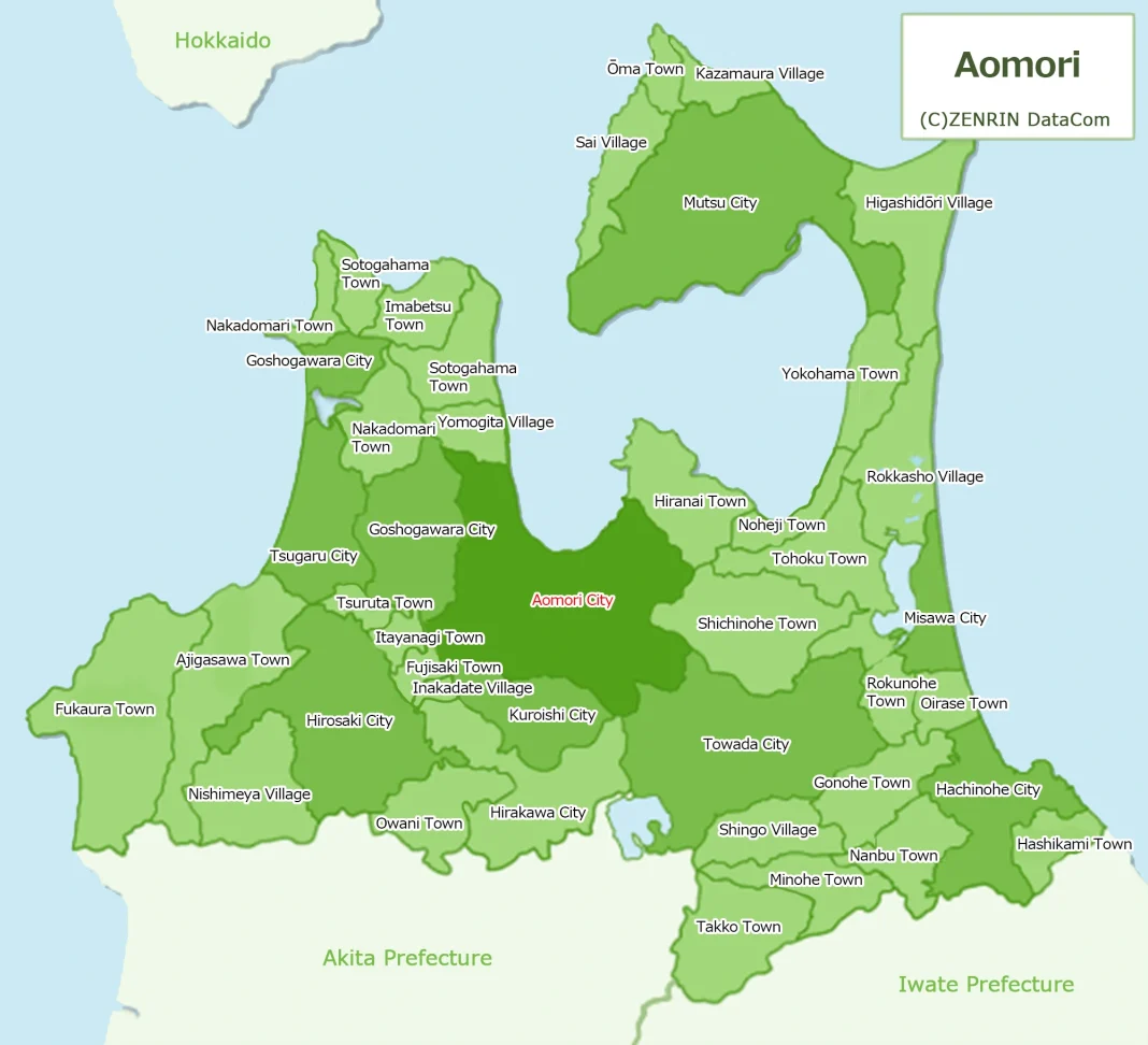 Bản đồ Aomori Nhật Bản (青森県地図, Aomori Map)