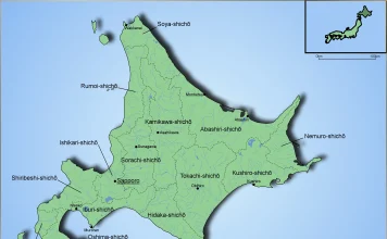 Bản đồ Hokkaido Nhật Bản (北海道地図, Hokkaido Map)
