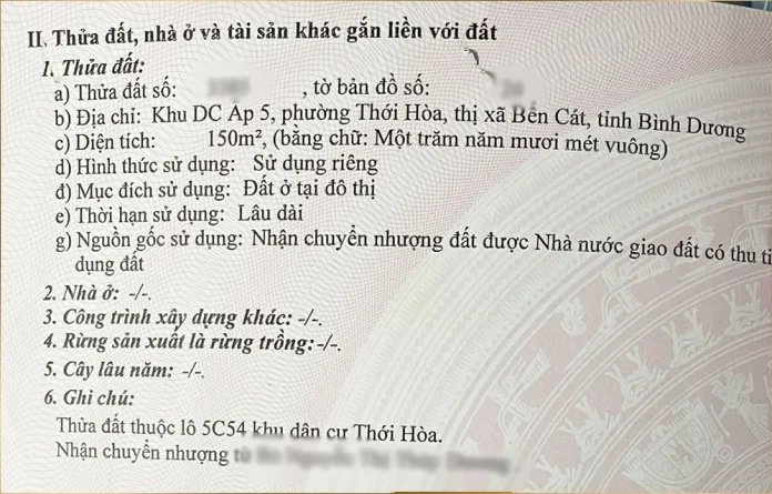 Sổ hồng lô đất thuộc 5C54 diện tích 5x30 tại Mỹ Phước 4