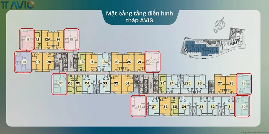 Mặt bằng tầng điển hình tháp Avis