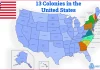 Map of 13 colonies and original states of America