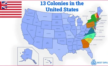 Map of 13 colonies and original states of America