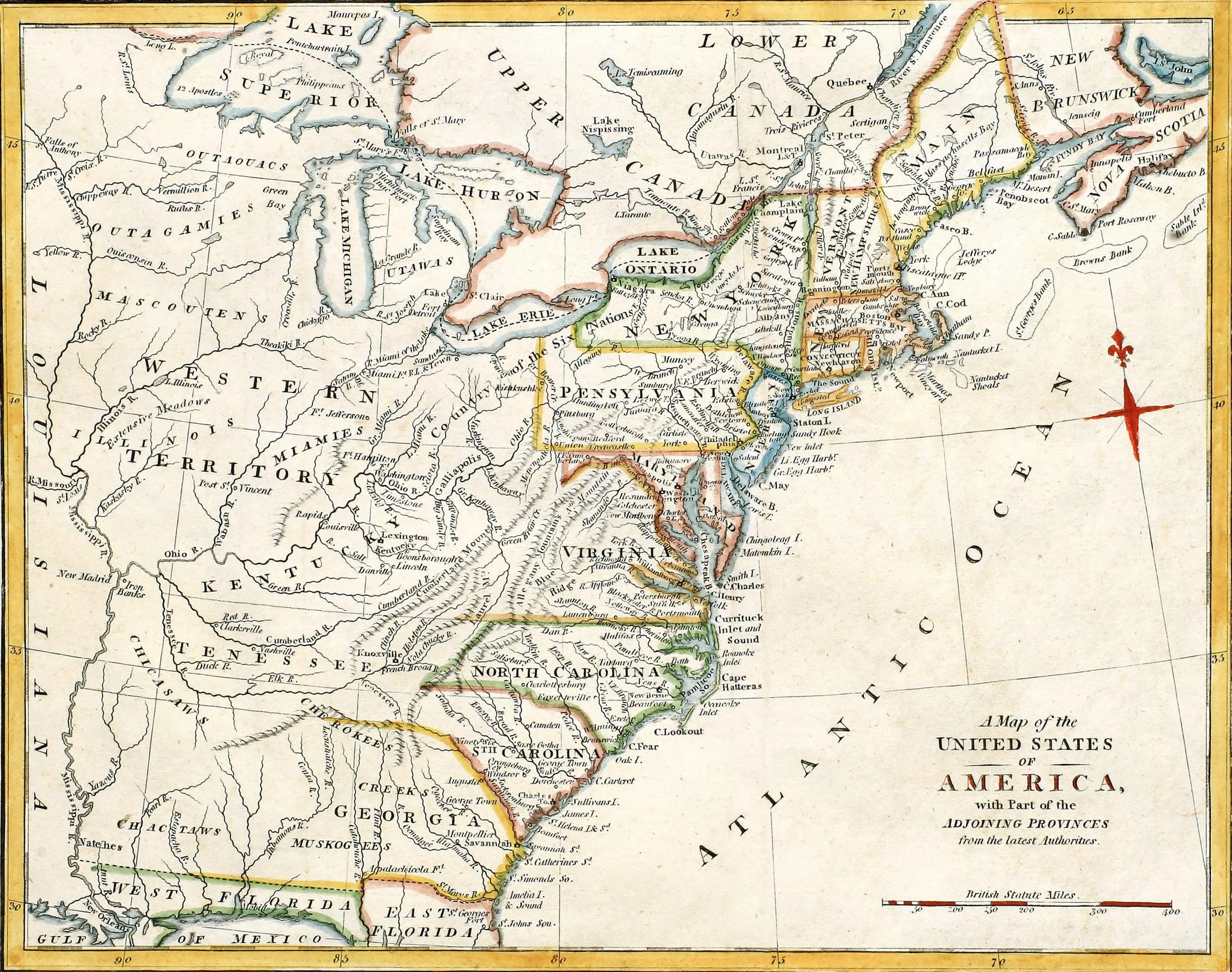 Map of 13 colonies and original states of America