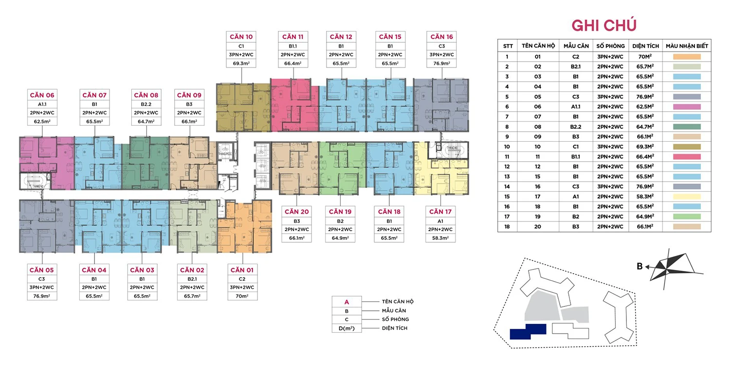 Mặt bằng diển hình N01A - Golden Square Lào Cai