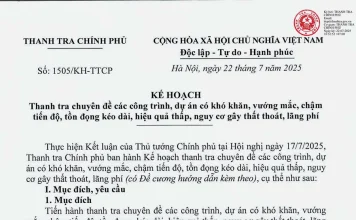 Tải văn bản Kế hoạch số 1505/KH-TTCP, kèm theo phụ lục